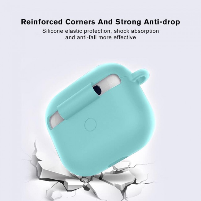 CATANES for Airpods 3 Case Cover Silicone with Clip, Airpods 3 Case 2021 3rd Generation (Light Green Acqua)