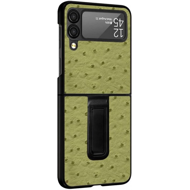 MARGOUN For Samsung Galaxy Z Flip 3 SHD Luxury Leather Case Crocodile Skin Pattern Cover with Foldable Kickstand (Green)