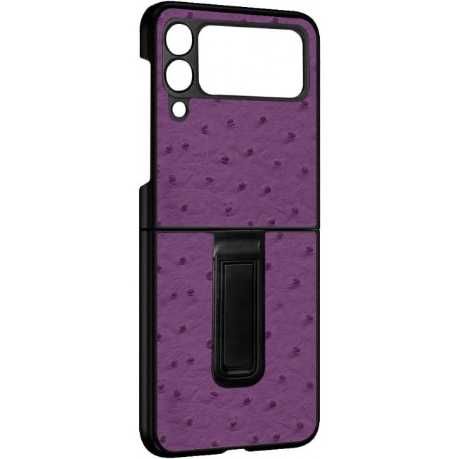 MARGOUN For Samsung Galaxy Z Flip 3 SHD Luxury Leather Case Crocodile Skin Pattern Cover with Foldable Kickstand (Purple)