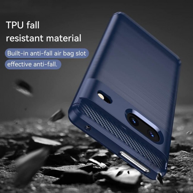 MARGOUN For Case Brushed Texture Carbon Fiber TPU Cover Anti-Fingerprints (Pixel 7, Dark Blue)