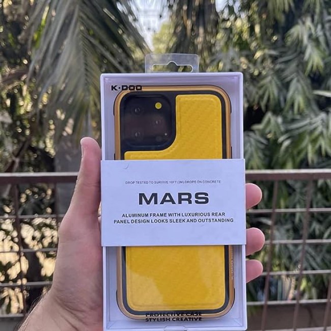 K-DOO for iPhone 12 Pro Max Case Mars Carbon Luxurious Phone Cover with 3D Backplate (Yellow)