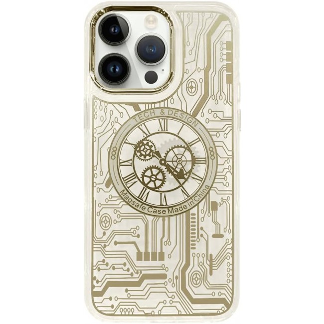 JOWAY for iPhone 14 Pro Max Chronograph Case Magsafe Ultra Slim Shockproof Transparent Cover - White
