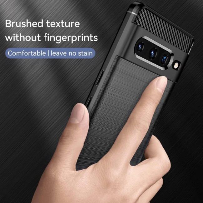 MARGOUN For Case Brushed Texture Carbon Fiber TPU Cover Anti-Fingerprints (Pixel 7 Pro, Black)