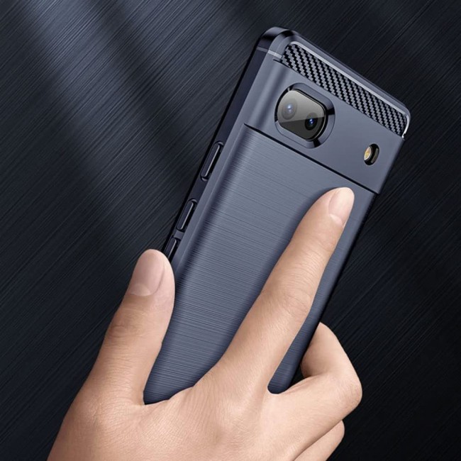 MARGOUN For Case Brushed Texture Carbon Fiber TPU Cover Anti-Fingerprints (Pixel 6a, Dark Blue)