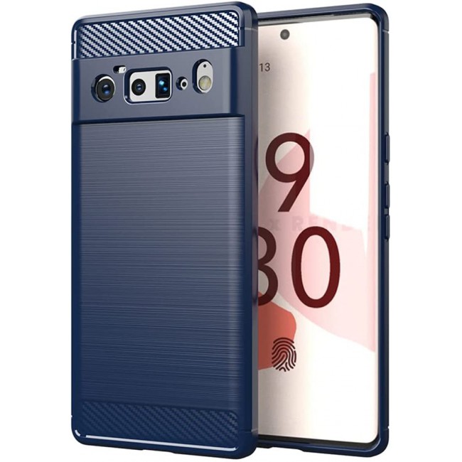 MARGOUN For Case Brushed Texture Carbon Fiber TPU Cover Anti-Fingerprints (Pixel 6 Pro, Dark Blue)