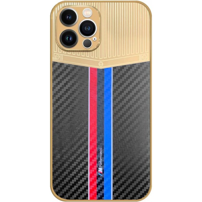 Joway For iPhone 12 pro max Luxury Gold Plated Case Hybrid Electroplated Frame Back Cover with Carbon Fiber Texture (IPhone 12 pro max Black/Blue/Red)