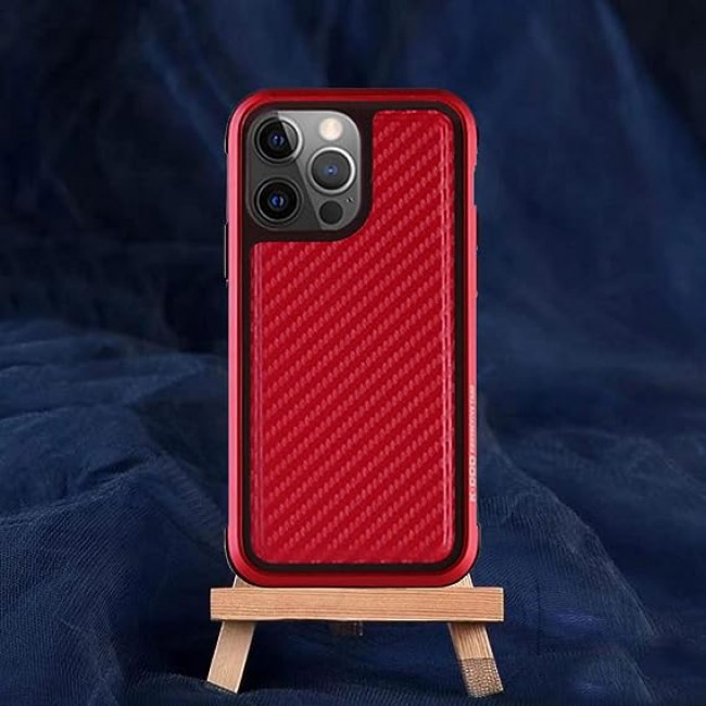 K-DOO for iPhone 12 Pro Max Case Mars Carbon Luxurious Phone Cover with 3D Backplate (Red)