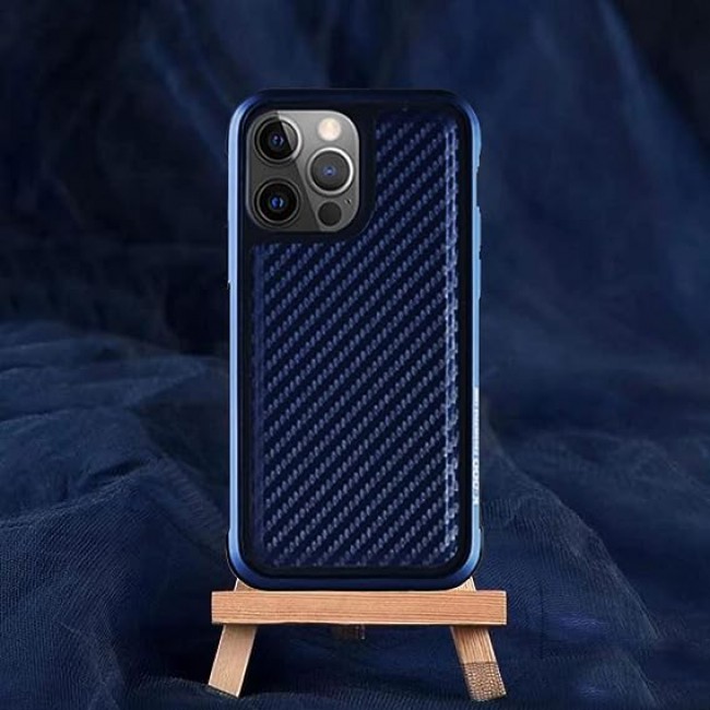 K-DOO for iPhone 13 Pro Max Case Mars Carbon Luxurious Phone Cover with 3D Backplate (Dark Blue)
