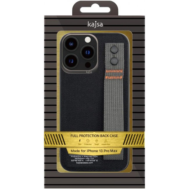 Kajsa for iPhone 14 Pro Max Case Full Protection Back Cover Military Collection Straps (iphone 14 pro max, Black)