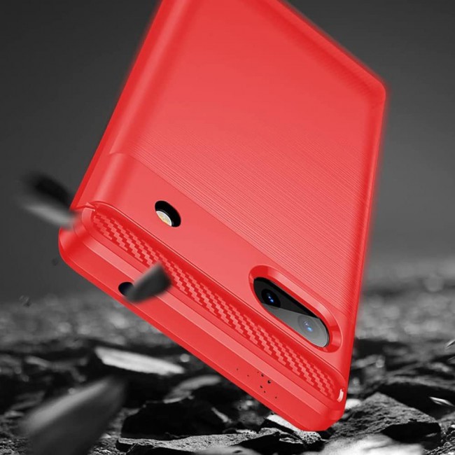 MARGOUN For Case Brushed Texture Carbon Fiber TPU Cover Anti-Fingerprints (Pixel 6a, Red)
