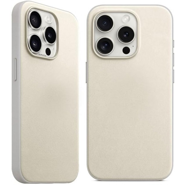 MARGOUN For iPhone 15 Pro Finewoven Case Compatible with MagSafe Shockproof Protective Slim Cover (Antique White)