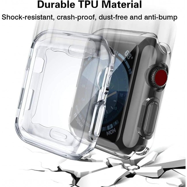 MARGOUN 2 Pack Case for Apple Watch 44mm Series SE 6 5 4 Soft TPU HD Clear Ultra-Thin Overall Protective Case Full Coverage also Fits Screen (44mm)