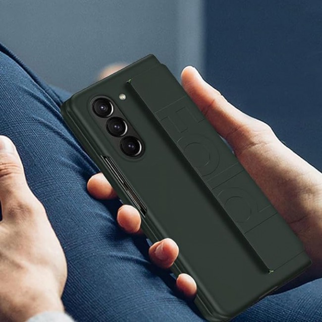 MARGOUN For Samsung Galaxy Z Fold 5 Case Silicone Grip Cover with Wrist Strap Holder (Dark Green)