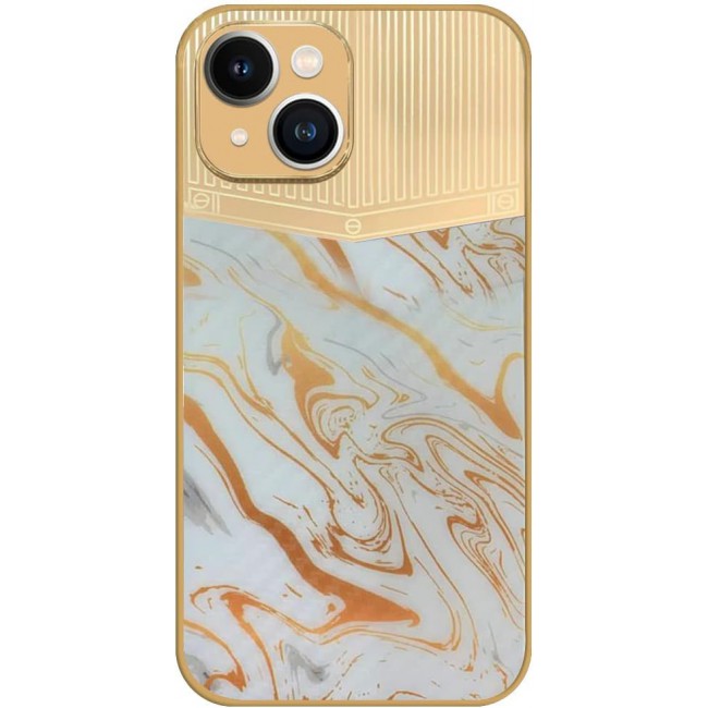 Joway For iPhone 13 Luxury Gold Plated Case Hybrid Electroplated Frame Back Cover with Carbon Fiber Texture (IPhone 13 White/Gold)