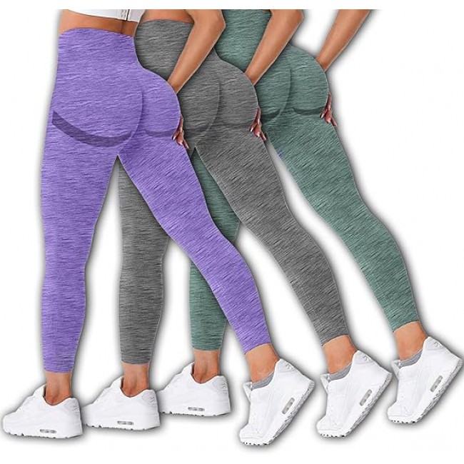 MARGOUN 3 Pack Workout Legging Tummy Control Women High Waisted Yoga Pants  Size Small Height 92 Cm Butt Lifting Seamless Fitness Legging - 01