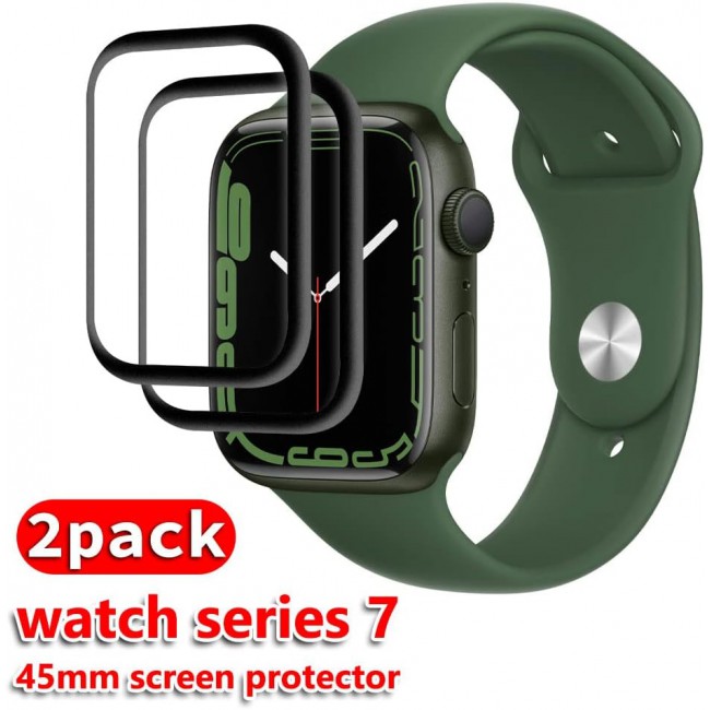 MARGOUN 2 Pack for Apple Watch 7 Screen Protector 45MM Series 7 Screen Protector, Anti-Scratch Resistant Full Coverage Bubble-Free Screen (2)
