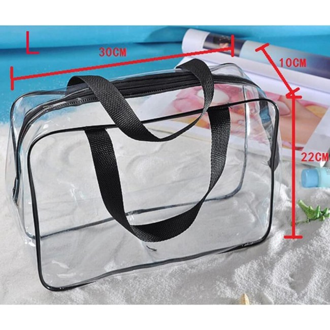 MARGOUN 3pcs Set Makeup Organizer PVC Cosmetic Bag Women Transparent Clear Zipper Bag Bath Wash Organizer Handbags Case Tools Accessories (Black 3Pcs Set)