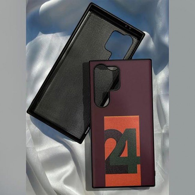 MARGOUN Case for Samsung Galaxy S24 Ultra, Ultra Thin Hard PC Leather Case Scratch-Resistant Mobile Phone Case (Maroon)