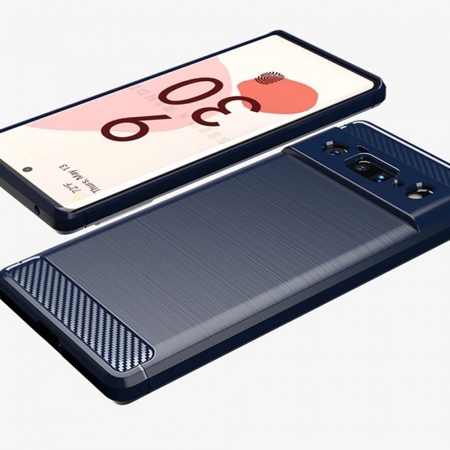 MARGOUN For Case Brushed Texture Carbon Fiber TPU Cover Anti-Fingerprints (Pixel 6 Pro, Dark Blue)