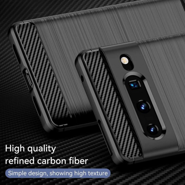 MARGOUN For Case Brushed Texture Carbon Fiber TPU Cover Anti-Fingerprints (Pixel 7 Pro, Black)