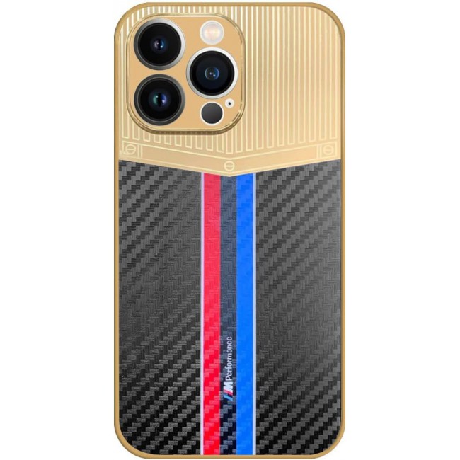 Joway For iPhone 13 pro Luxury Gold Plated Case Hybrid Electroplated Frame Back Cover with Carbon Fiber Texture (IPhone 13 pro Black/Blue/Red)