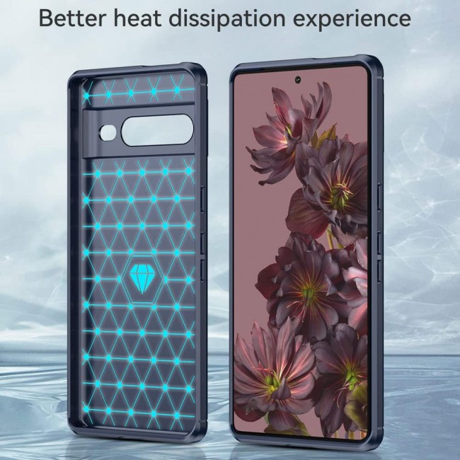 MARGOUN For Case Brushed Texture Carbon Fiber TPU Cover Anti-Fingerprints (Pixel 7 Pro, Dark Blue)