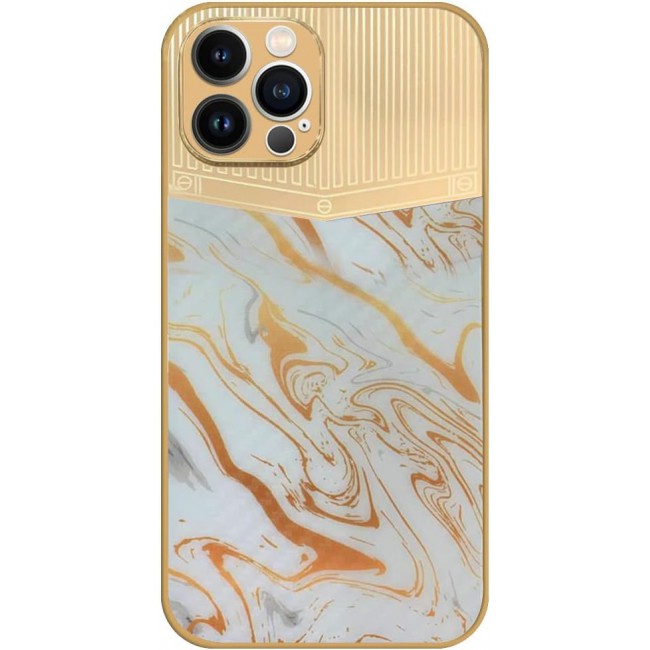 Joway For iPhone 12 pro max Luxury Gold Plated Case Hybrid Electroplated Frame Back Cover with Carbon Fiber Texture (IPhone 12 pro max White/Gold)