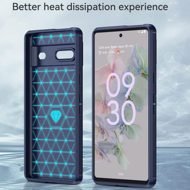 MARGOUN For Case Brushed Texture Carbon Fiber TPU Cover Anti-Fingerprints (Pixel 7, Dark Blue)