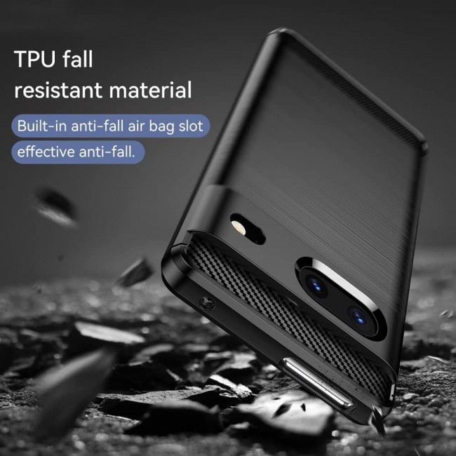 MARGOUN For Case Brushed Texture Carbon Fiber TPU Cover Anti-Fingerprints (Pixel 7, Black)