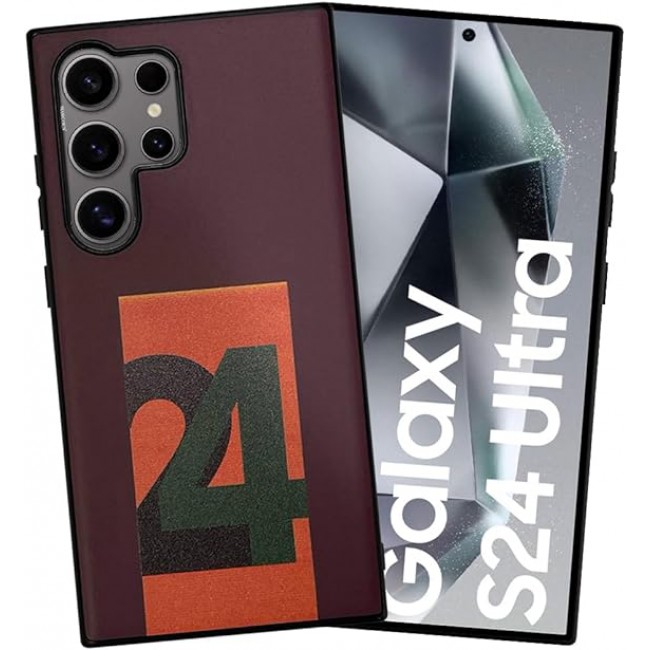 MARGOUN Case for Samsung Galaxy S24 Ultra, Ultra Thin Hard PC Leather Case Scratch-Resistant Mobile Phone Case (Maroon)