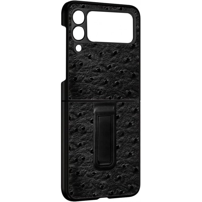 MARGOUN For Samsung Galaxy Z Flip 3 SHD Luxury Leather Case Crocodile Skin Pattern Cover with Foldable Kickstand (Black)