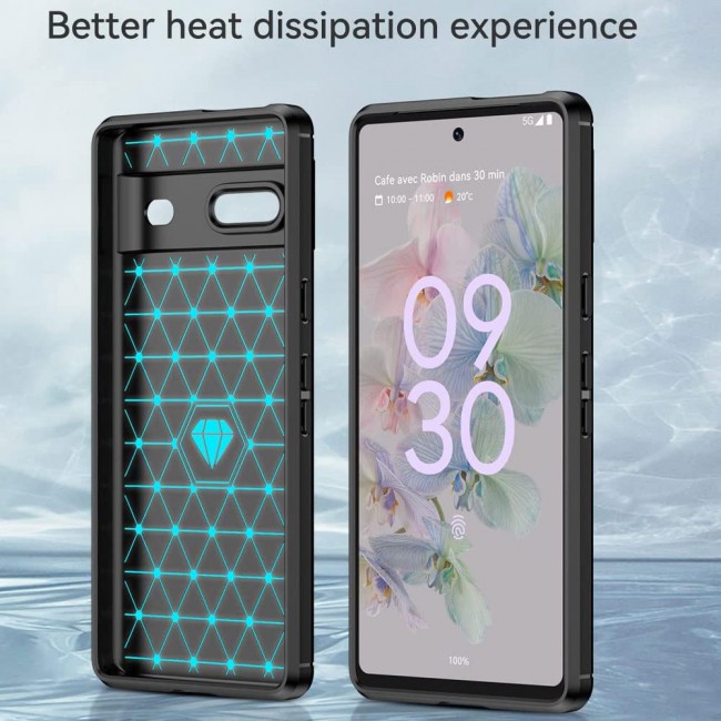 MARGOUN For Case Brushed Texture Carbon Fiber TPU Cover Anti-Fingerprints (Pixel 7, Black)