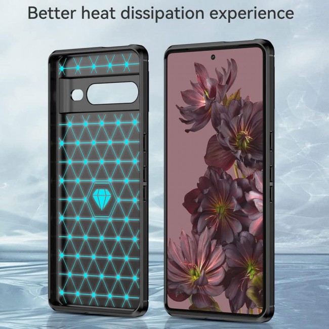 MARGOUN For Case Brushed Texture Carbon Fiber TPU Cover Anti-Fingerprints (Pixel 7 Pro, Black)