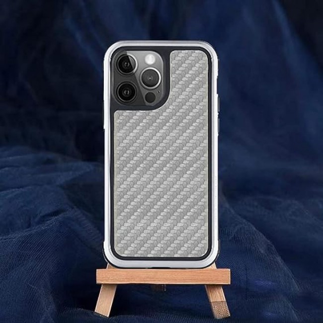 K-DOO for iPhone 13 Pro Max Case Mars Carbon Luxurious Phone Cover with 3D Backplate (Silver)