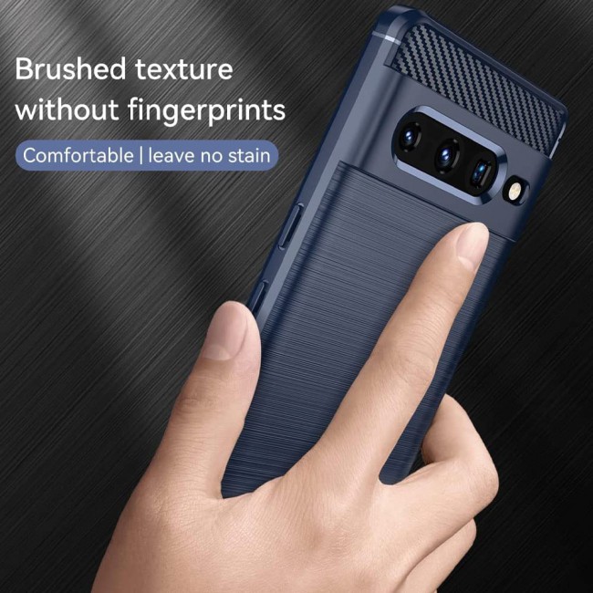 MARGOUN For Case Brushed Texture Carbon Fiber TPU Cover Anti-Fingerprints (Pixel 7 Pro, Dark Blue)