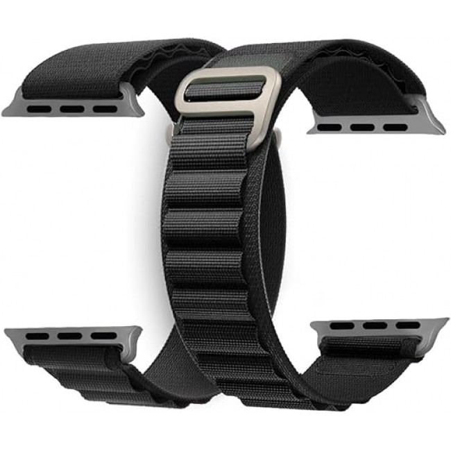 MARGOUN 2 Pack For Apple Watch Band 49mm 45mm 44mm 42mm Nylon Band, Solo Loop Rugged Strap with G‑Hook for iWatch Series Ultra 8 7 6 5 4 3 2 1 SE - B03