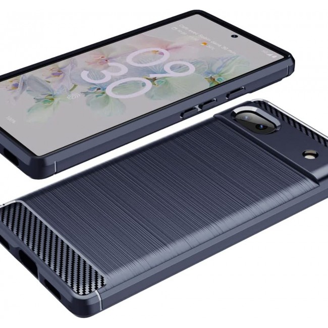 MARGOUN For Case Brushed Texture Carbon Fiber TPU Cover Anti-Fingerprints (Pixel 6a, Dark Blue)