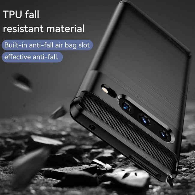 MARGOUN For Case Brushed Texture Carbon Fiber TPU Cover Anti-Fingerprints (Pixel 7 Pro, Black)