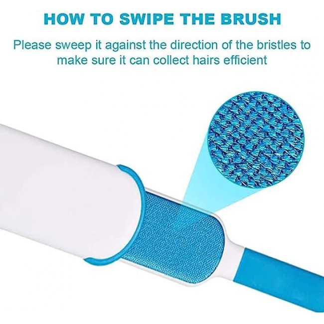 MARGOUN Pet Hair Remover Lint Brush With Self-Cleaning Base, Reusable Fluff Remover for Clothes, Double-sided Fur Brush for Dog and Cat (Blue)