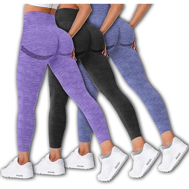 MARGOUN 3 Pack Workout Legging Tummy Control Women High Waisted Yoga Pants  Size Small Height 92 Cm Butt Lifting Seamless Fitness Legging - 04