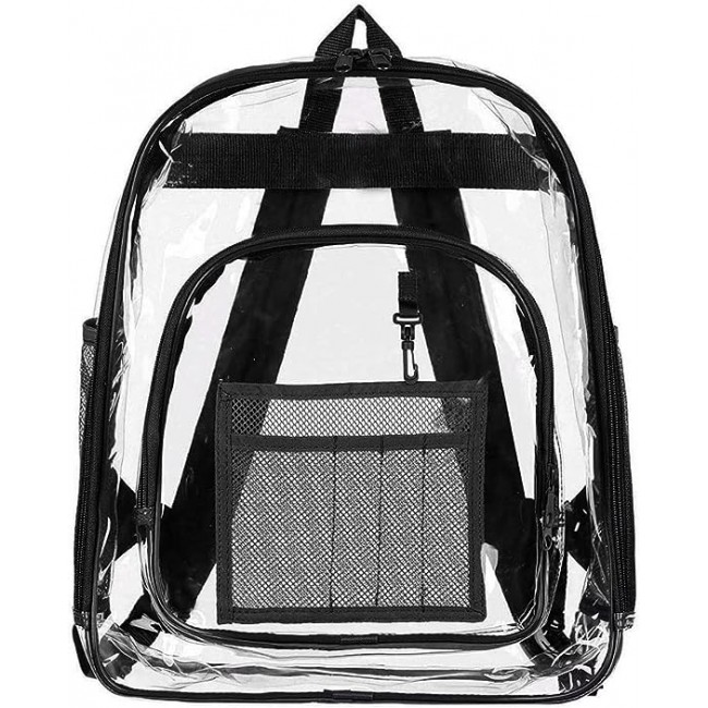 MARGOUN Large Capacity Clear Backpack PVC Waterproof Heavy Duty See Through Backpack Bookbag School Bag with Adjustable Straps 42*33*15cm - Black
