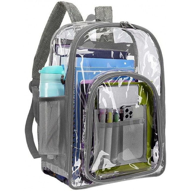 MARGOUN Small Capacity Clear Backpack PVC Waterproof Heavy Duty See Through Backpack Bookbag School Bag with Adjustable Straps 35*30*10cm - Dark Grey