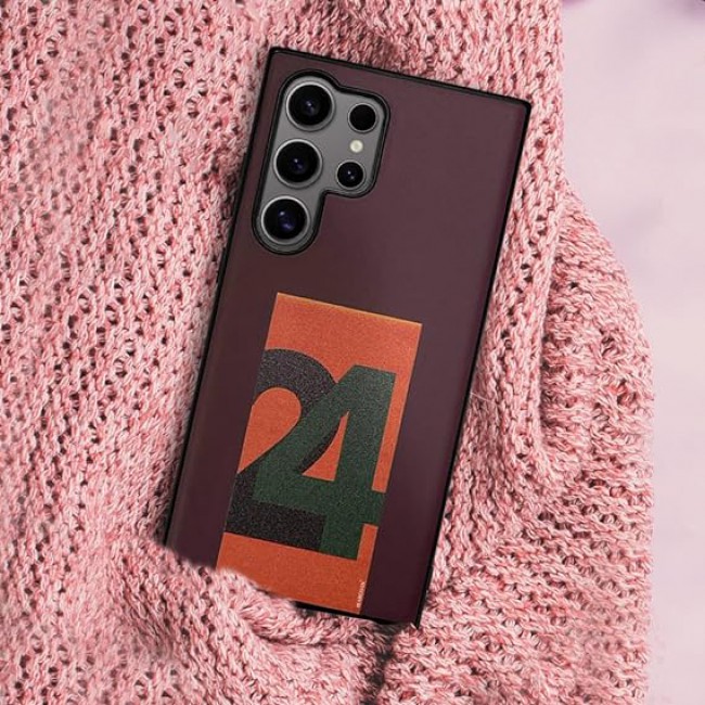 MARGOUN Case for Samsung Galaxy S24 Ultra, Ultra Thin Hard PC Leather Case Scratch-Resistant Mobile Phone Case (Maroon)