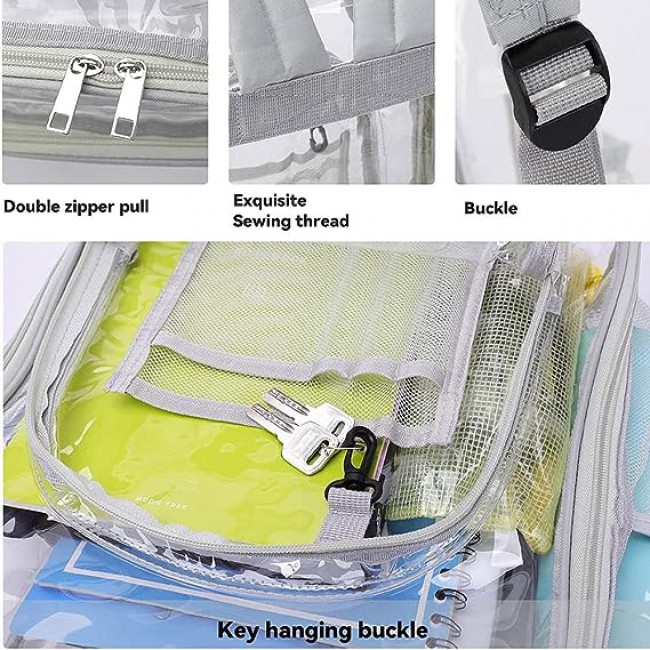MARGOUN Small Capacity Clear Backpack PVC Waterproof Heavy Duty See Through Backpack Bookbag School Bag with Adjustable Straps 35*30*10cm - Silver