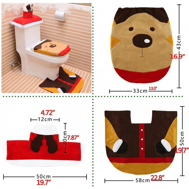 MARGOUN 1 Set Santa Clause Pattern Toilet Seat Cover Home Christmas Overcoat Toilet Case Bathroom Decorative Products (B)
