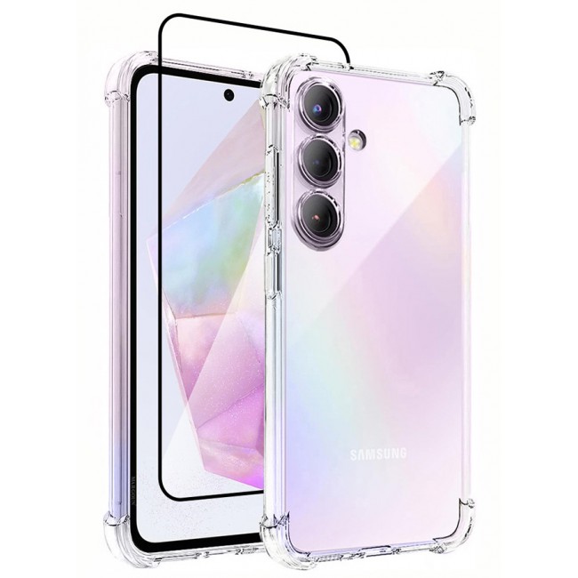 MARGOUN (for Samsung Galaxy A35 5G) 2 Pack Clear Case and Screen Protector Ultra Slim Thin Flexible Scratch Resistant Transparent TPU Shockproof Case / 02