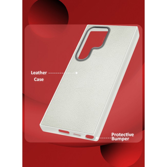 CATANES (for Samsung Galaxy S23 Ultra) 2 Pack Case Cover and Screen Protector Leather Case with Lens Frame Shockproof Full Body Protective Cover White