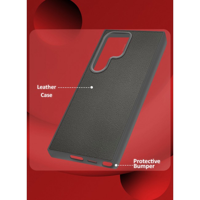 CATANES (for Samsung Galaxy S23 Ultra) 2 Pack Case Cover and Screen Protector Leather Case with Lens Frame Shockproof Full Body Protective Cover Crimson