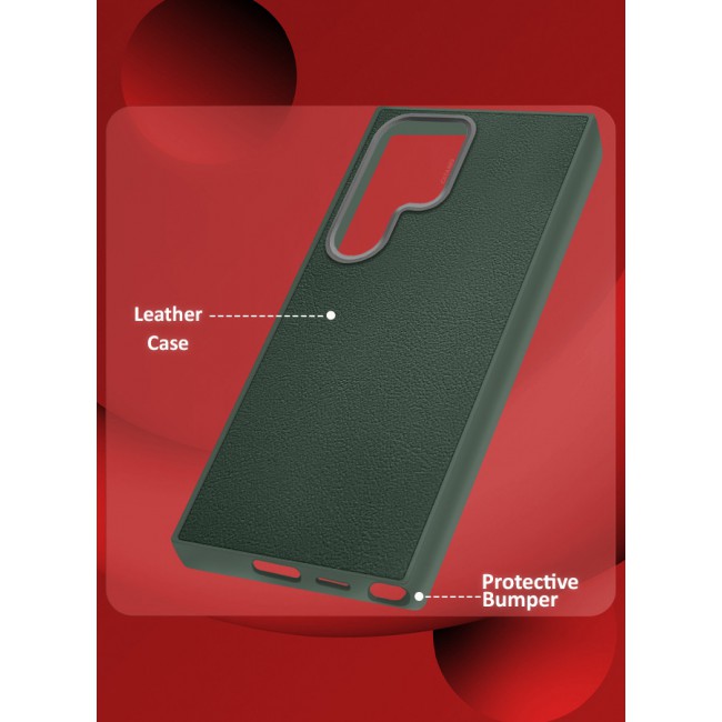CATANES (for Samsung Galaxy S23 Ultra) 2 Pack Case Cover and Screen Protector Leather Case with Lens Frame Shockproof Full Body Protective Cover Green