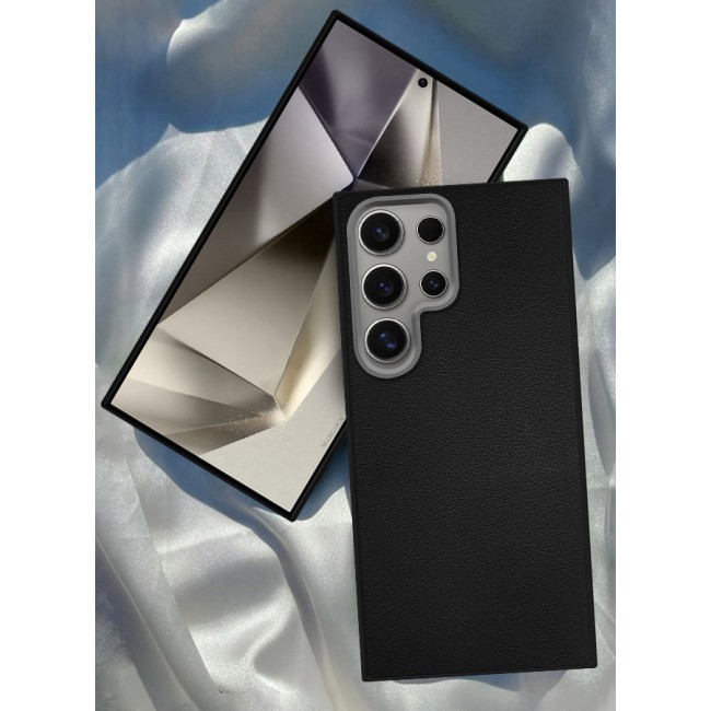 MARGOUN (for Samsung Galaxy S24 Ultra) Case Cover Leather Case with Lens Frame Shockproof Full Body Protective Cover Black
